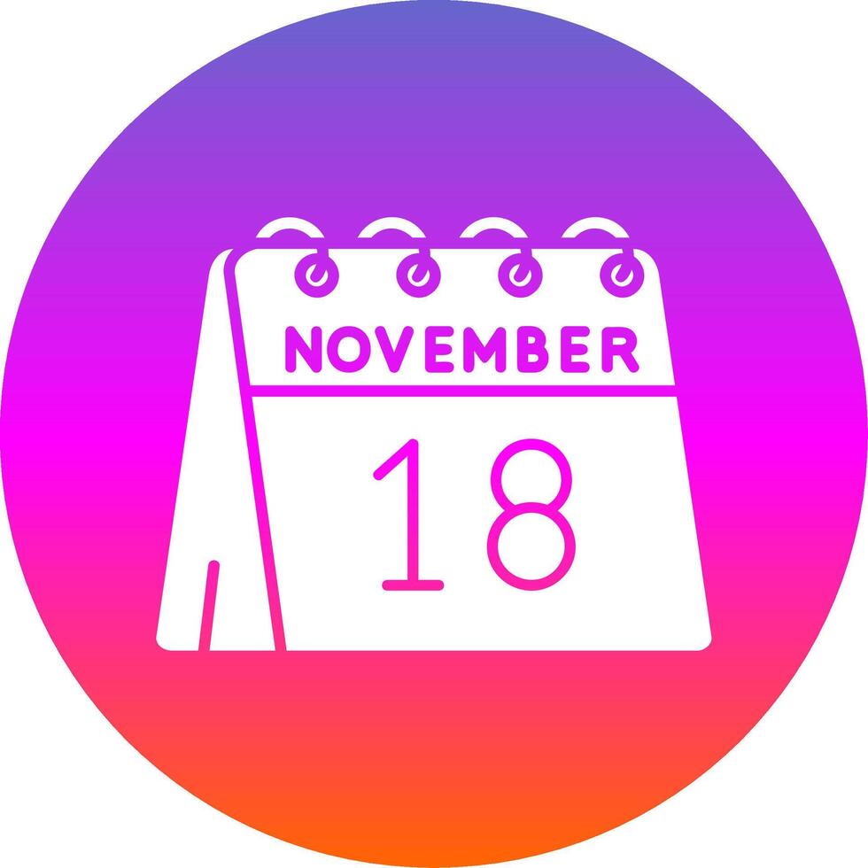 18 de noviembre glifo degradado circulo icono vector