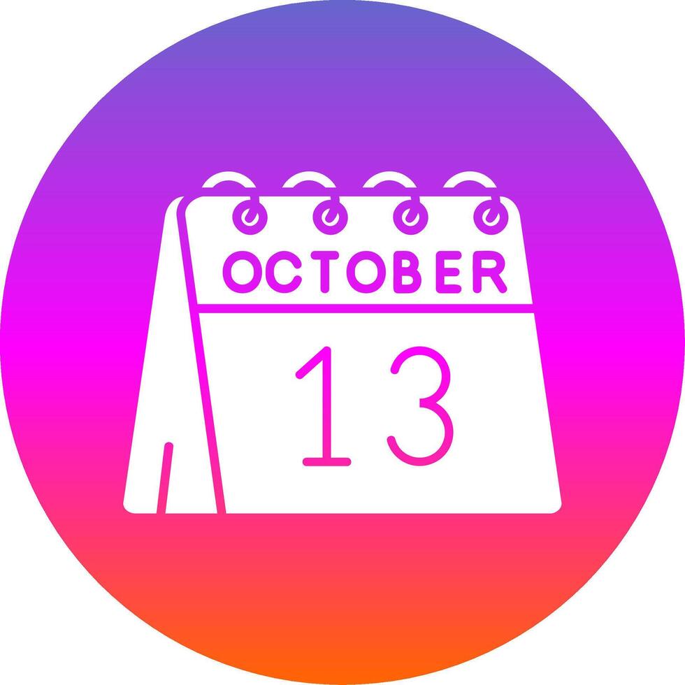 13 de octubre glifo degradado circulo icono vector