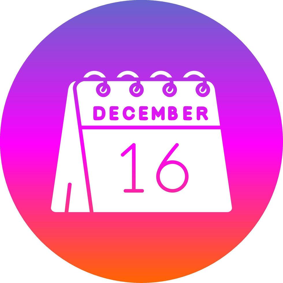 16 de diciembre glifo degradado circulo icono vector