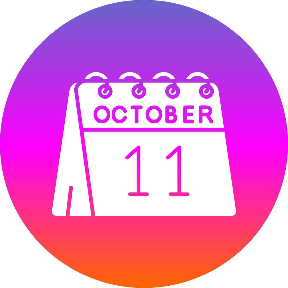 11 de octubre glifo degradado circulo icono vector