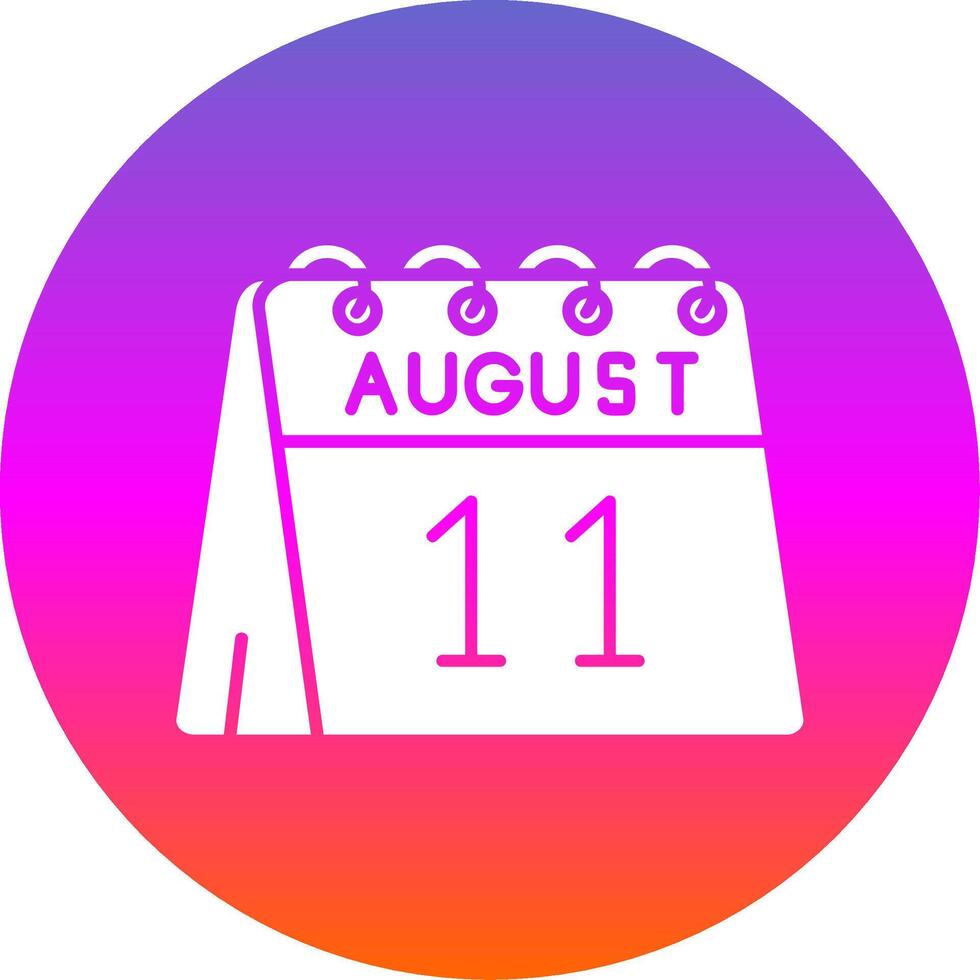 11 de agosto glifo degradado circulo icono vector