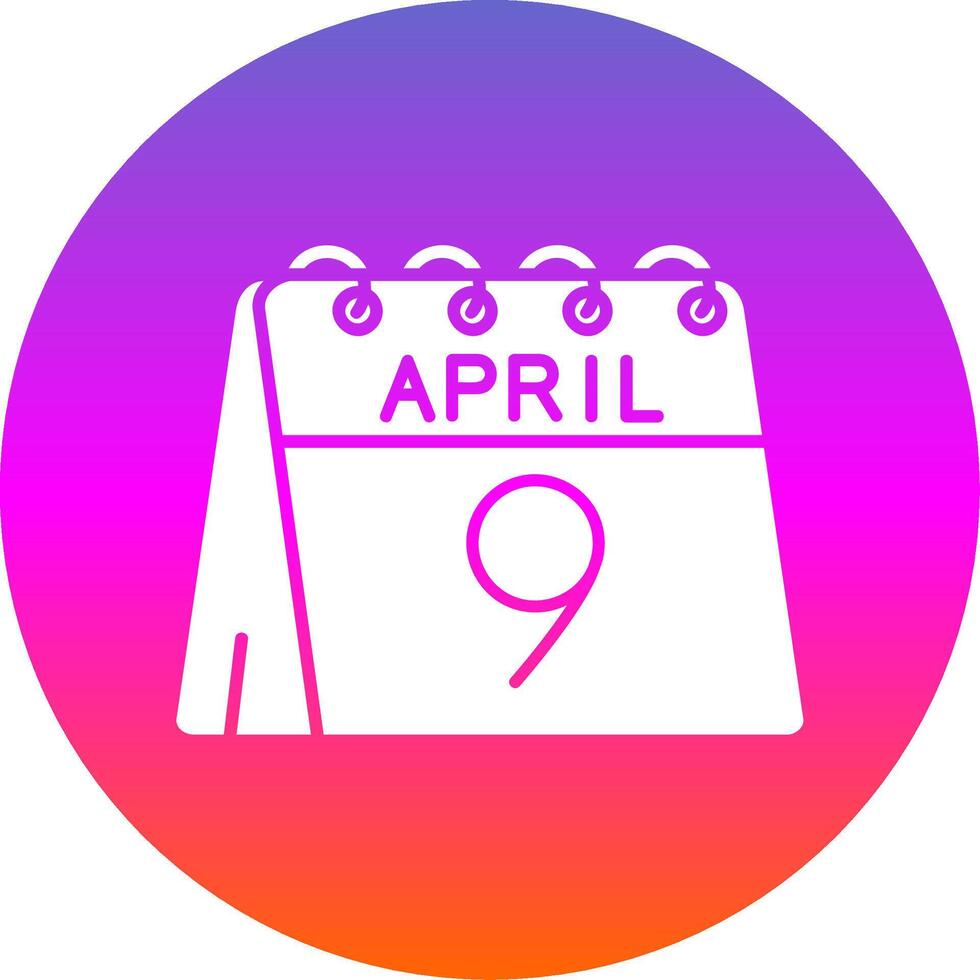 9th of April Glyph Gradient Circle Icon vector