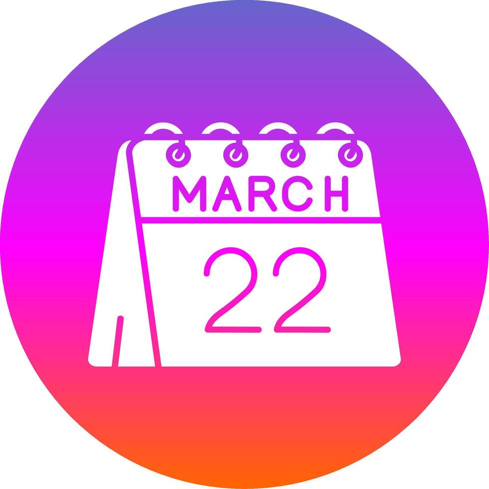 22nd of March Glyph Gradient Circle Icon vector