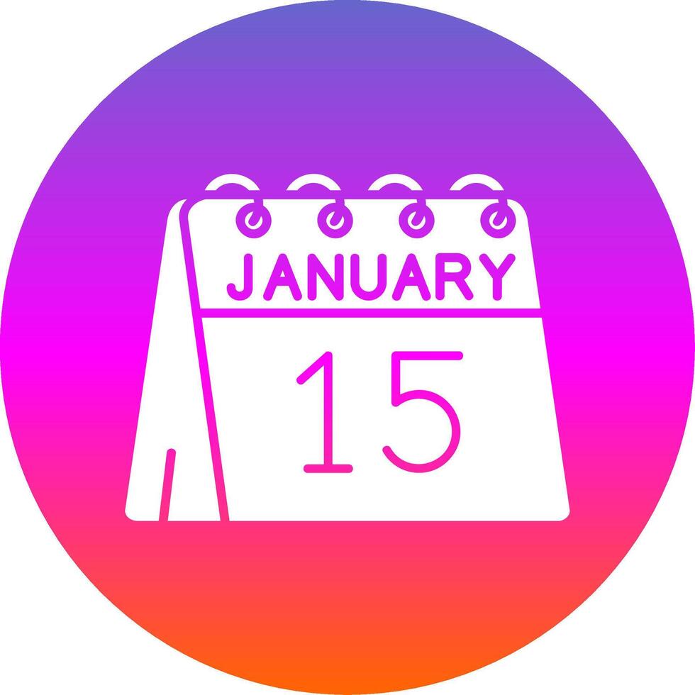 15th of January Glyph Gradient Circle Icon vector