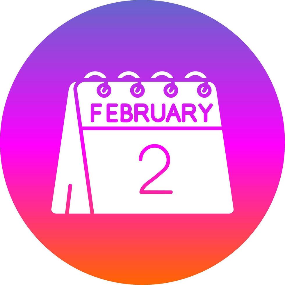 2nd of February Glyph Gradient Circle Icon vector