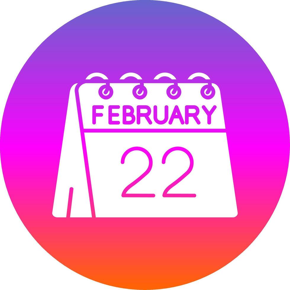 22 de febrero glifo degradado circulo icono vector