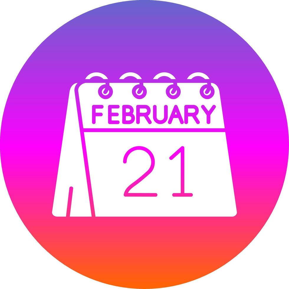 21 de febrero glifo degradado circulo icono vector
