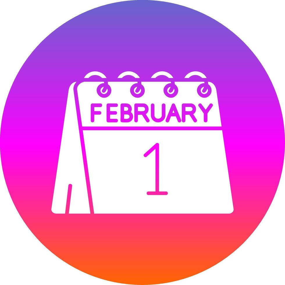 1st of February Glyph Gradient Circle Icon vector
