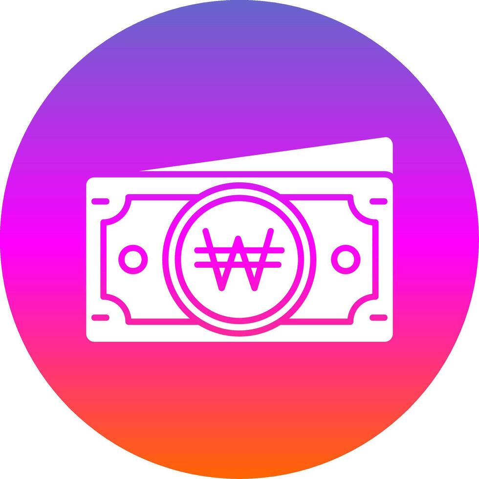 Won Glyph Gradient Circle Icon vector