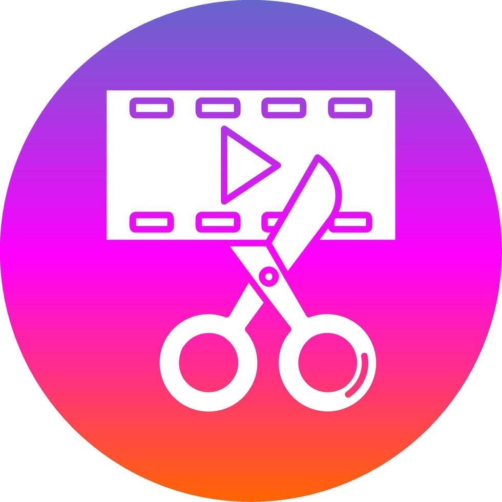 vídeo editor glifo degradado circulo icono vector