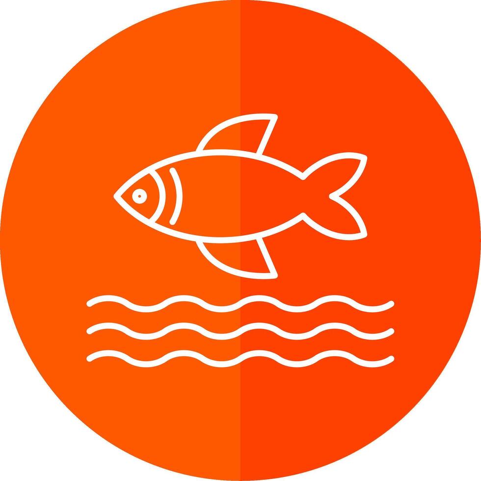 pescado línea rojo circulo icono vector