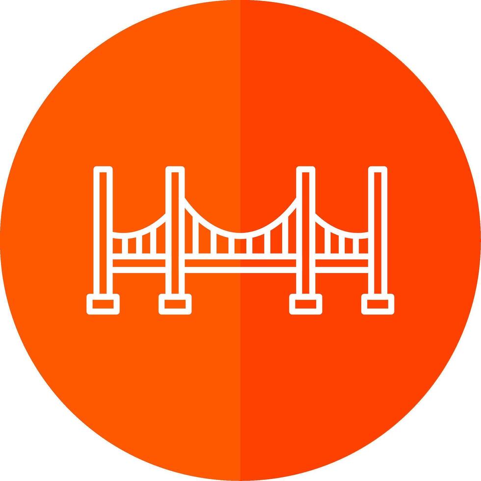 puente línea rojo circulo icono vector