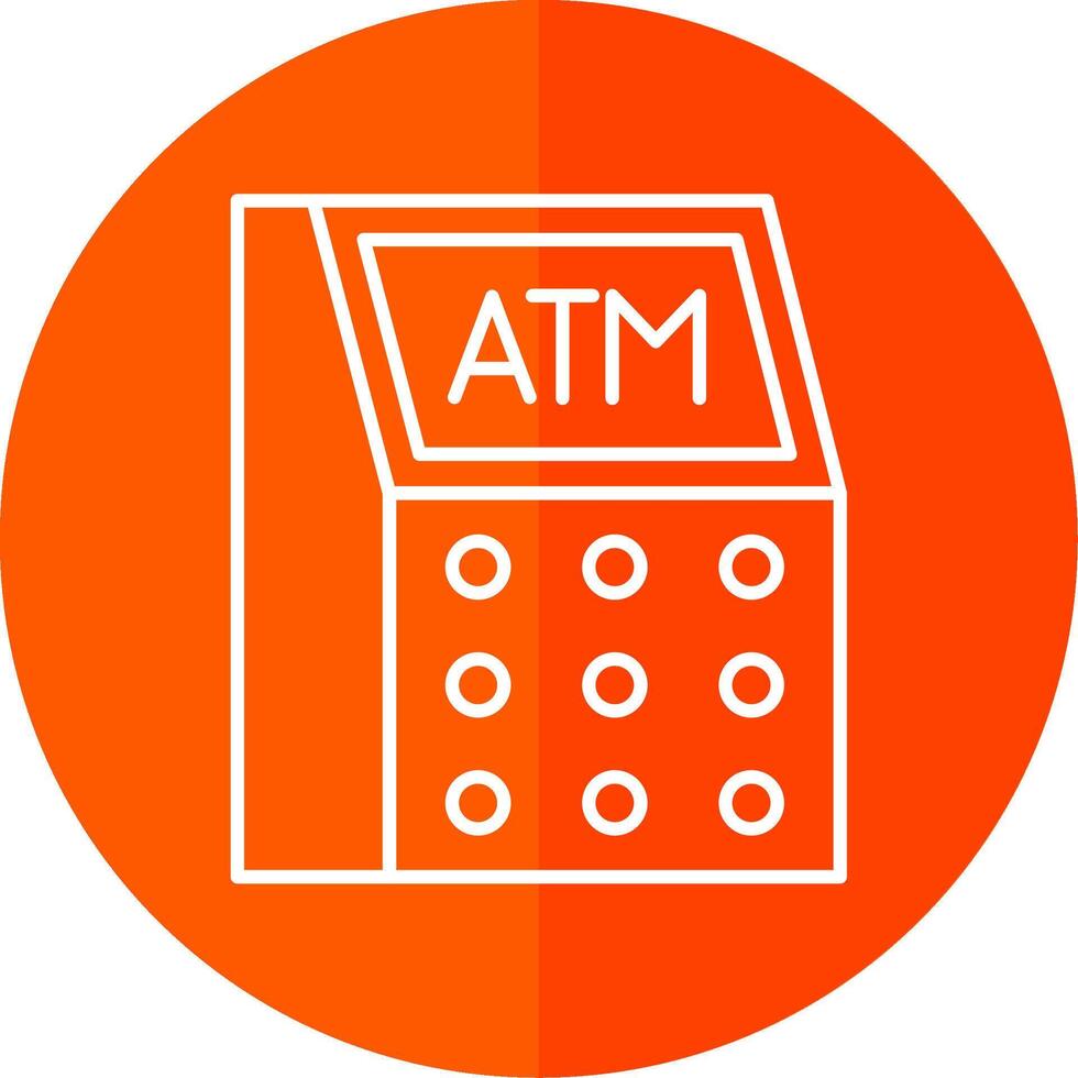 Atm Machine Line Red Circle Icon vector