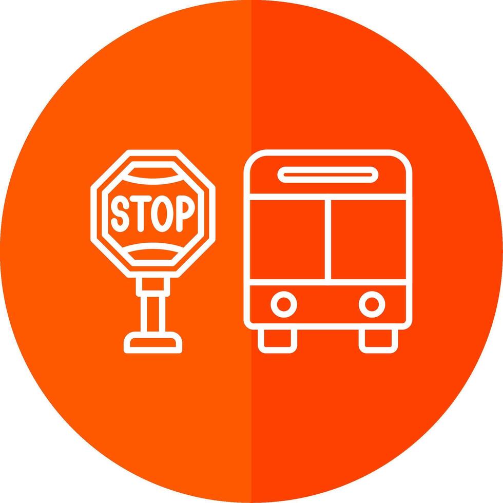 Bus Stop Line Red Circle Icon vector