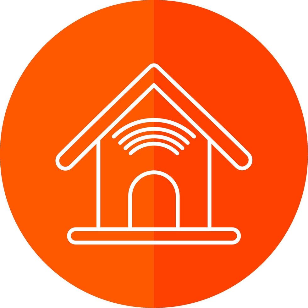 Smart Home Line Red Circle Icon vector