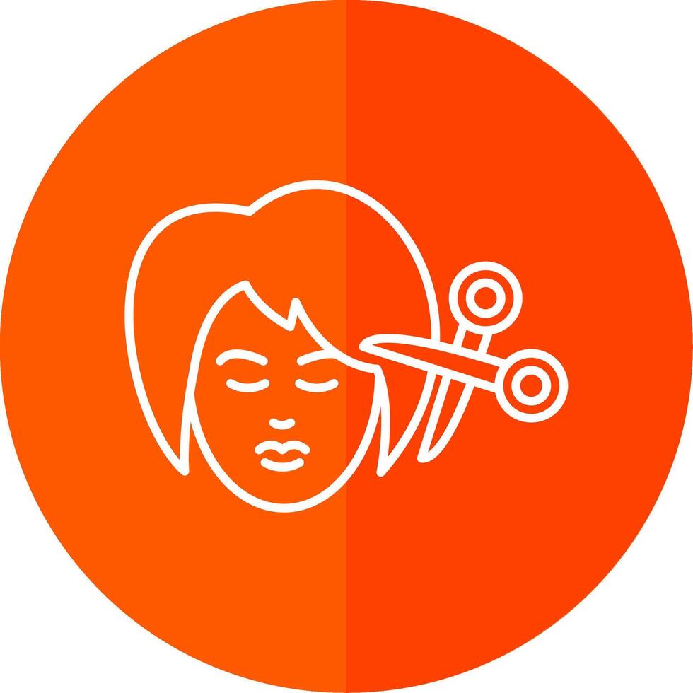 Woman Hair Line Red Circle Icon vector