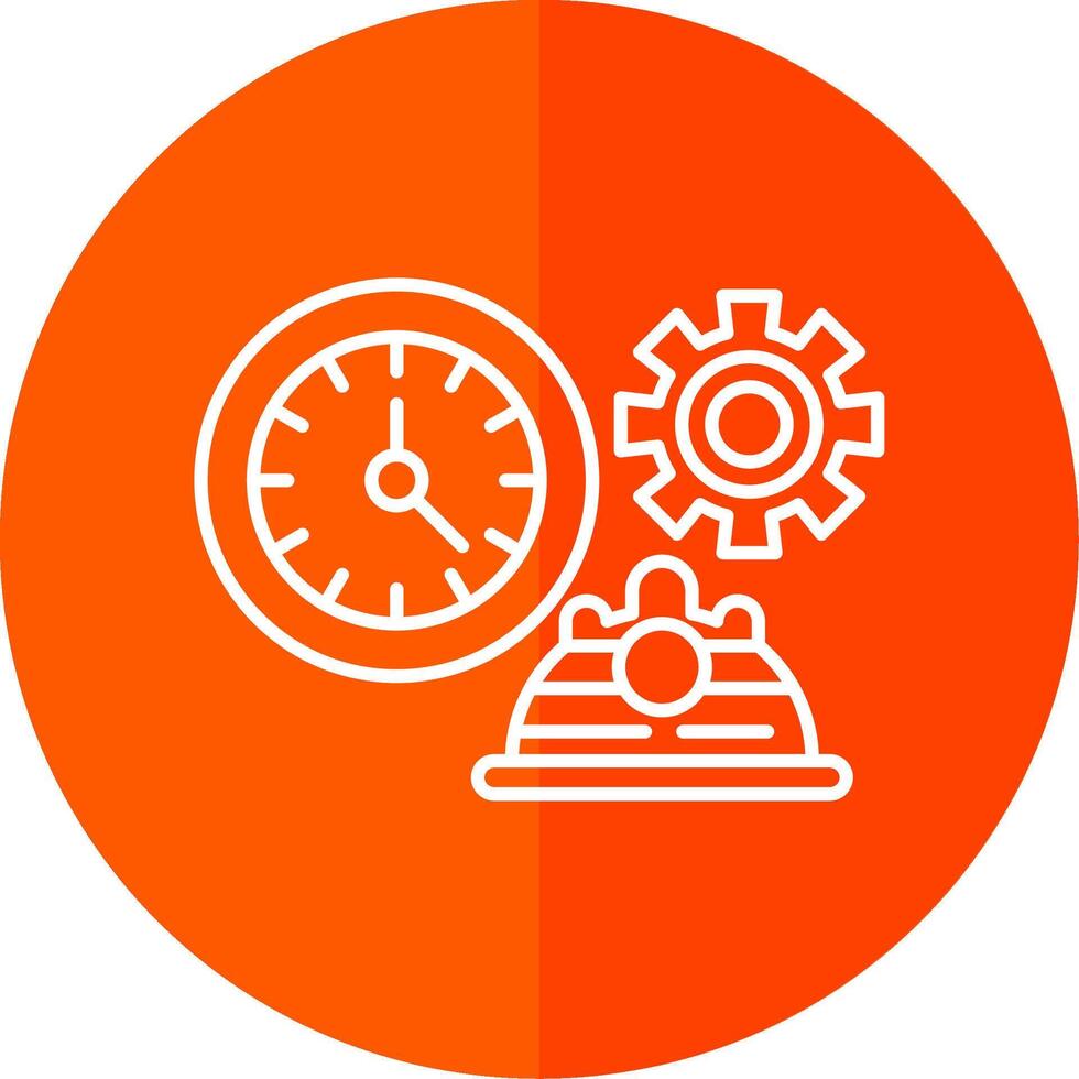 Working Hours Line Red Circle Icon vector