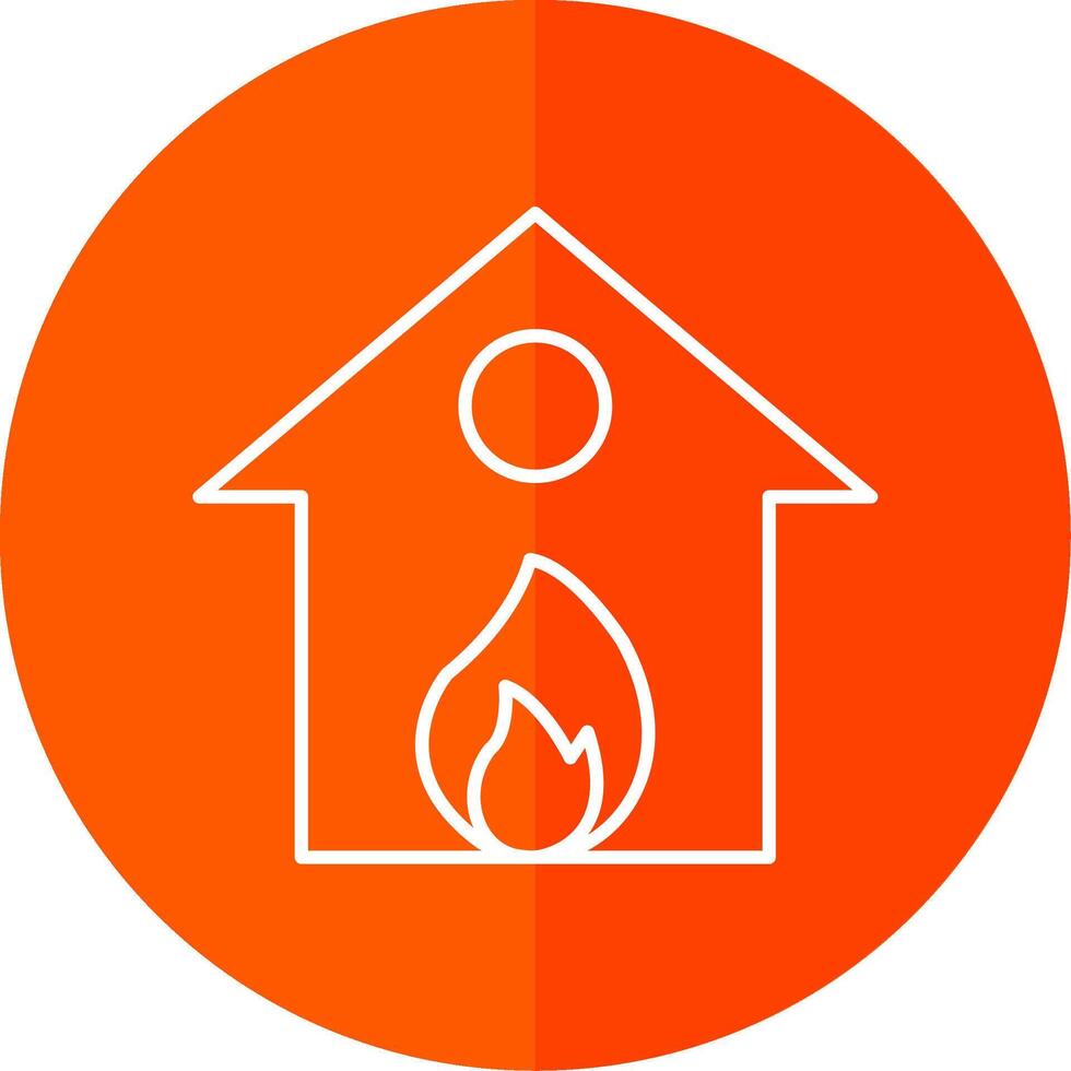 Burning House Line Red Circle Icon vector