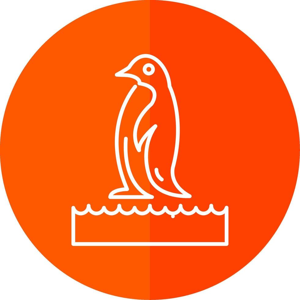 pingüino línea rojo circulo icono vector