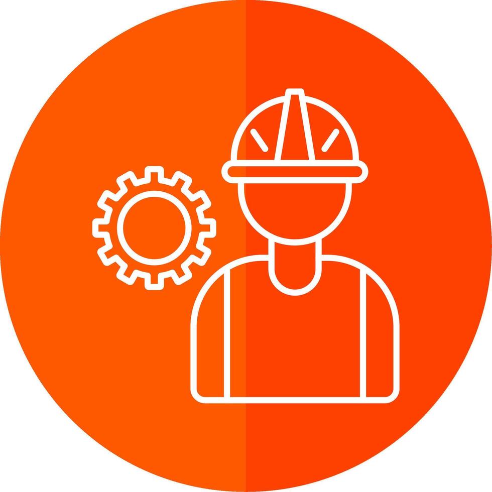 Worker Line Red Circle Icon vector
