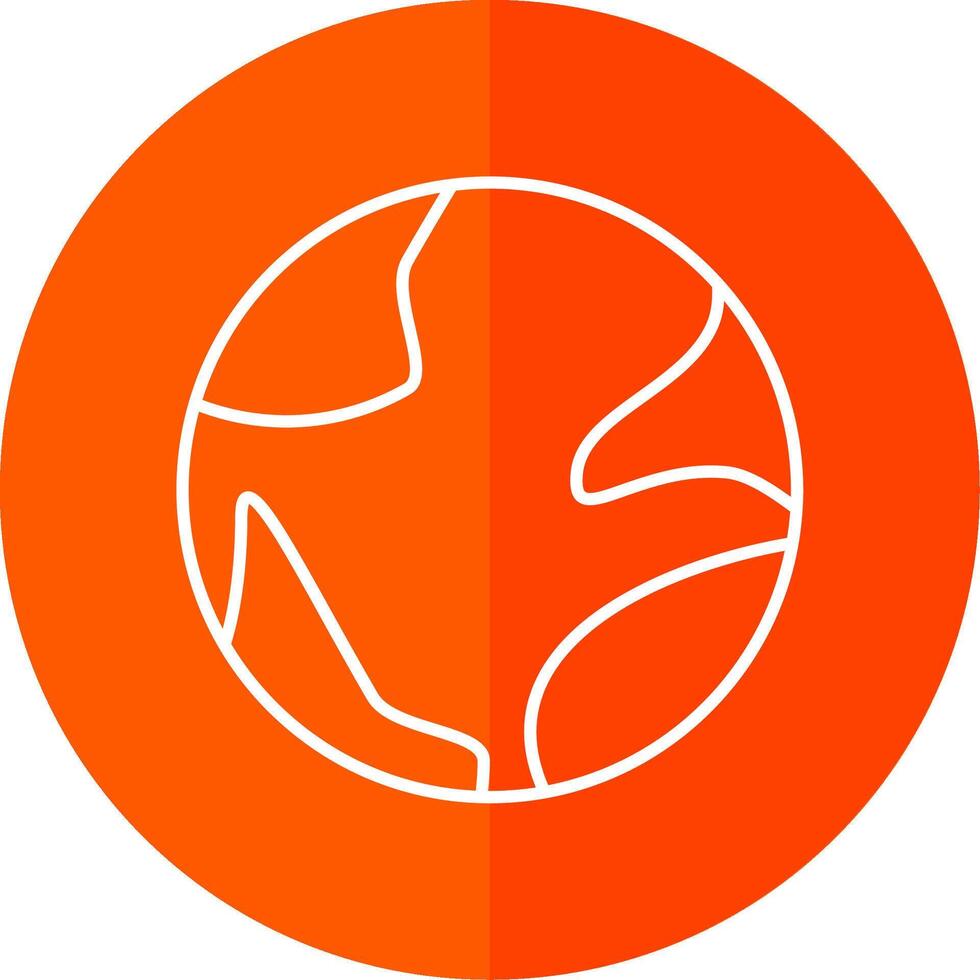 Earth Globe Line Red Circle Icon vector