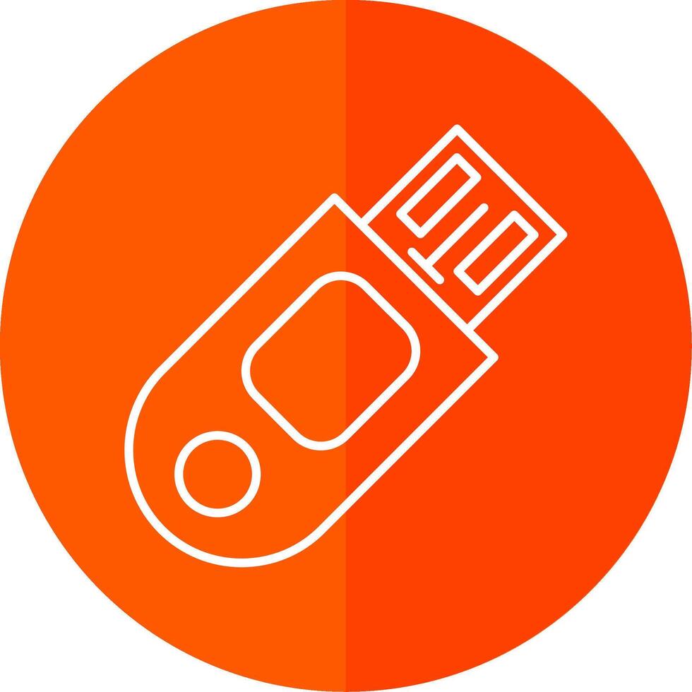 Pendrive Line Red Circle Icon vector