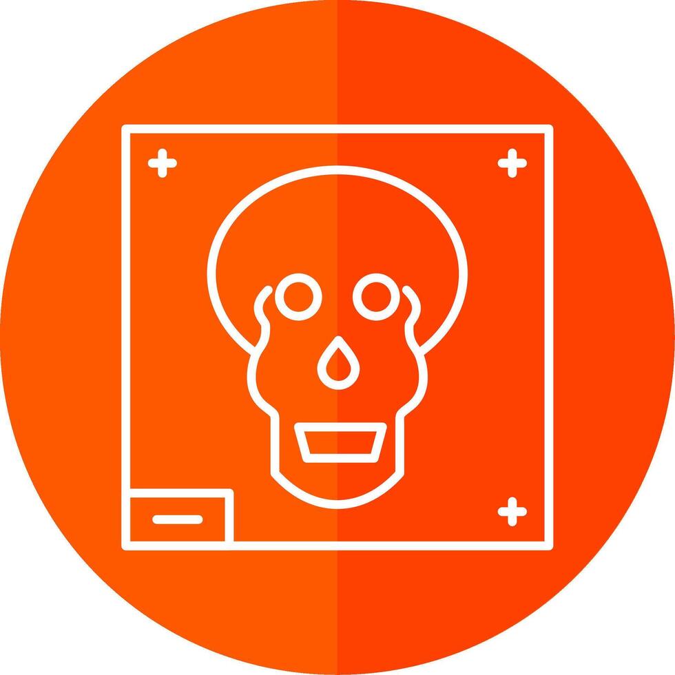 Skull X - ray Line Red Circle Icon vector