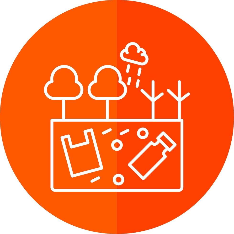 Land Pollution Line Red Circle Icon vector