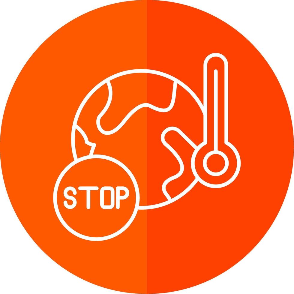 Stop Global Warming Line Red Circle Icon vector