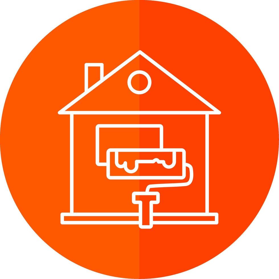 Home Renovation Line Red Circle Icon vector