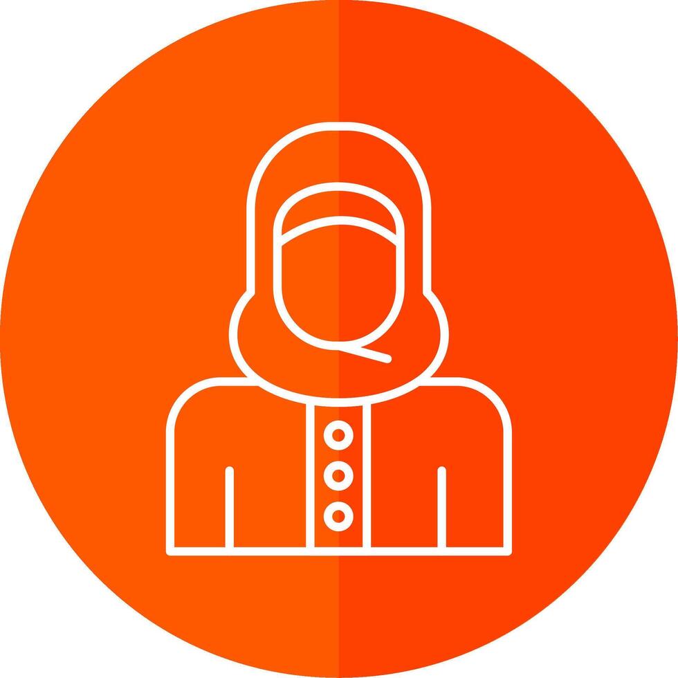 Islamic Woman Line Red Circle Icon vector