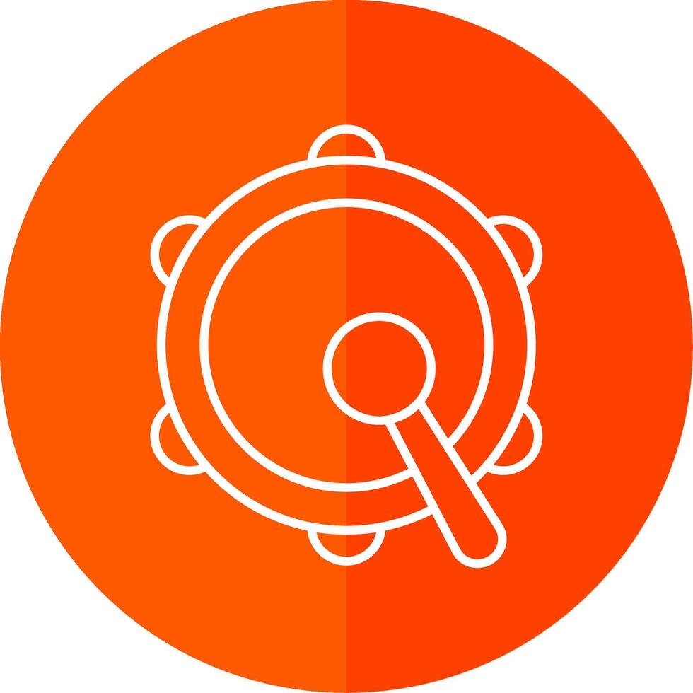 Tambourine Line Red Circle Icon vector