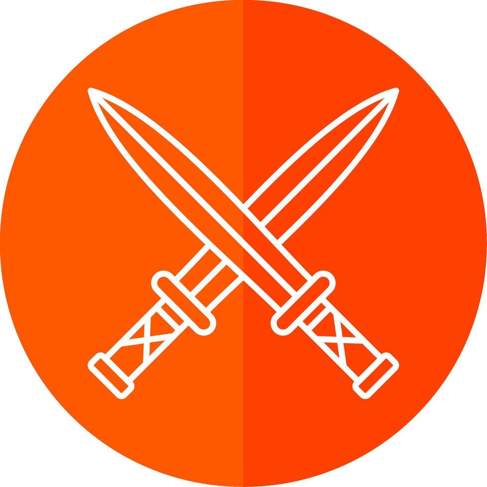 Two Swords Line Red Circle Icon vector