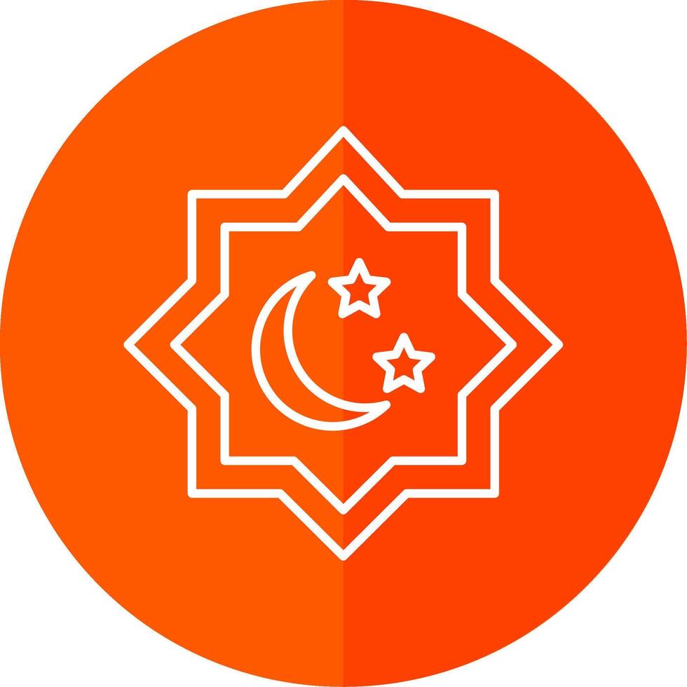 Islamic Star Line Red Circle Icon vector