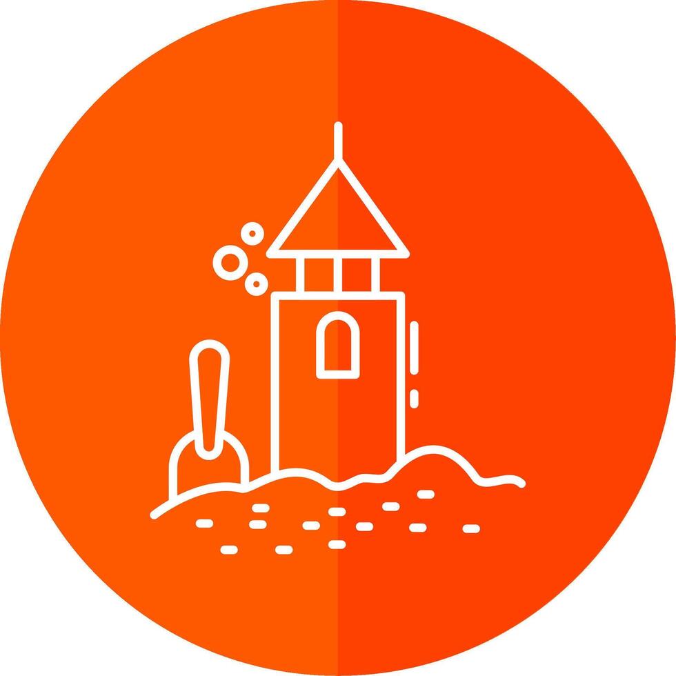 Sand Castle Line Red Circle Icon vector