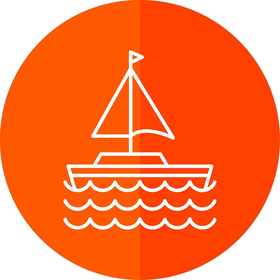 Sail Boat Line Red Circle Icon vector
