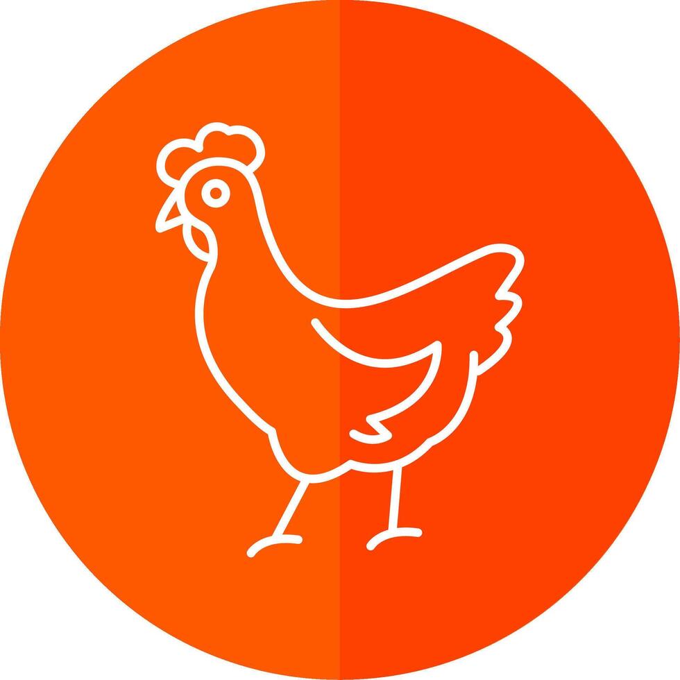 Chicken Line Red Circle Icon vector