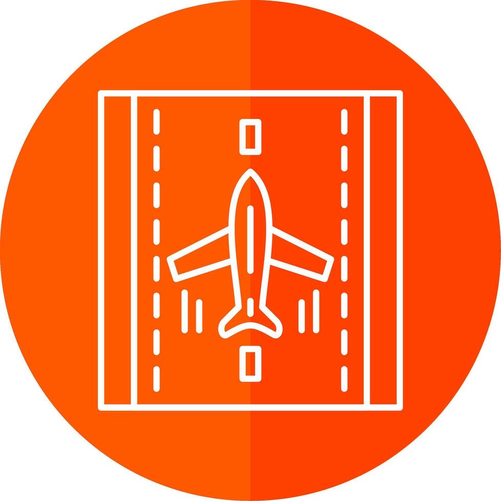 Landing Airplane Line Red Circle Icon vector