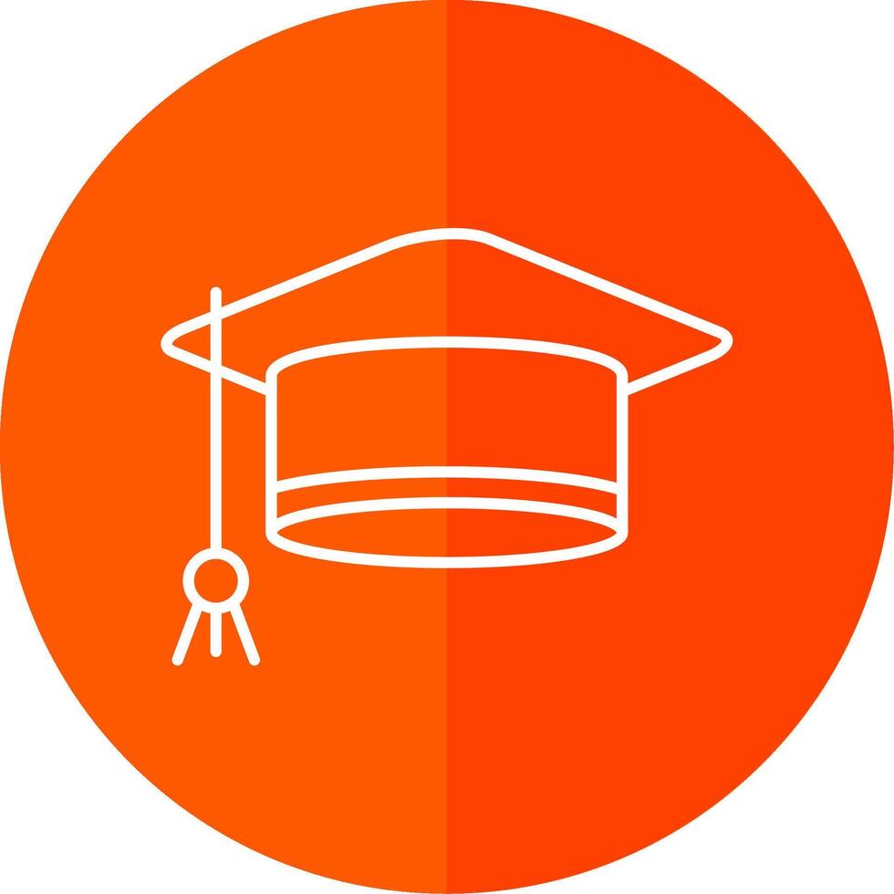 Mortarboard Line Red Circle Icon vector