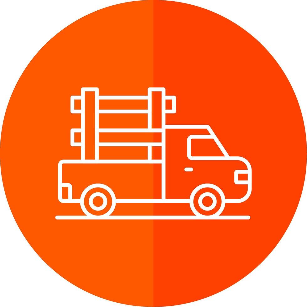 Pickup Truck Line Red Circle Icon vector