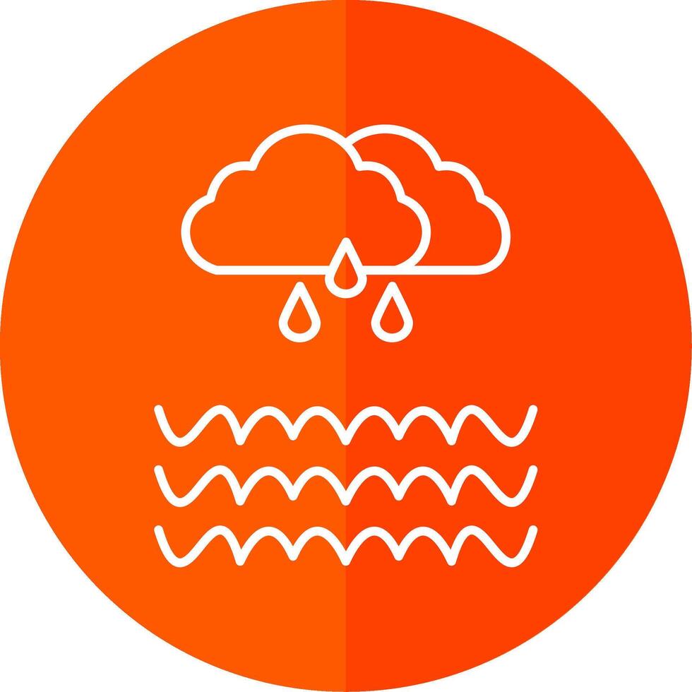 Flood Line Red Circle Icon vector