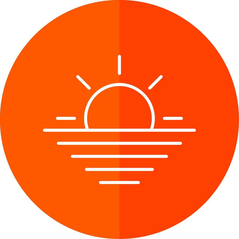 Sunset Line Red Circle Icon vector