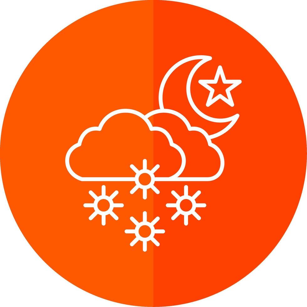 noche nieve línea rojo circulo icono vector