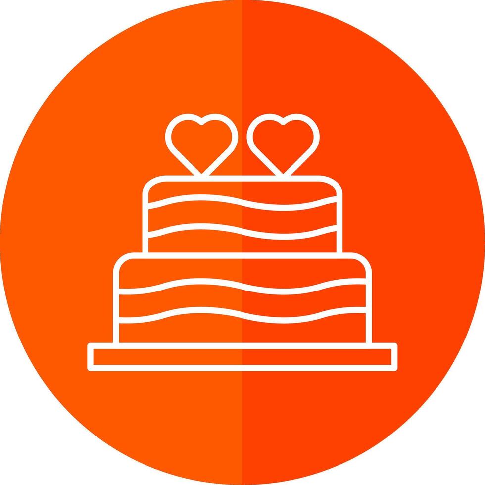 Wedding Cake Line Red Circle Icon vector