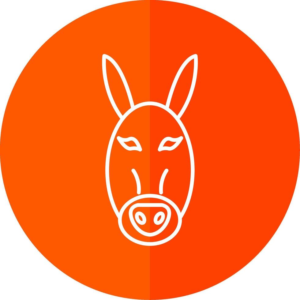 Donkey Line Red Circle Icon vector