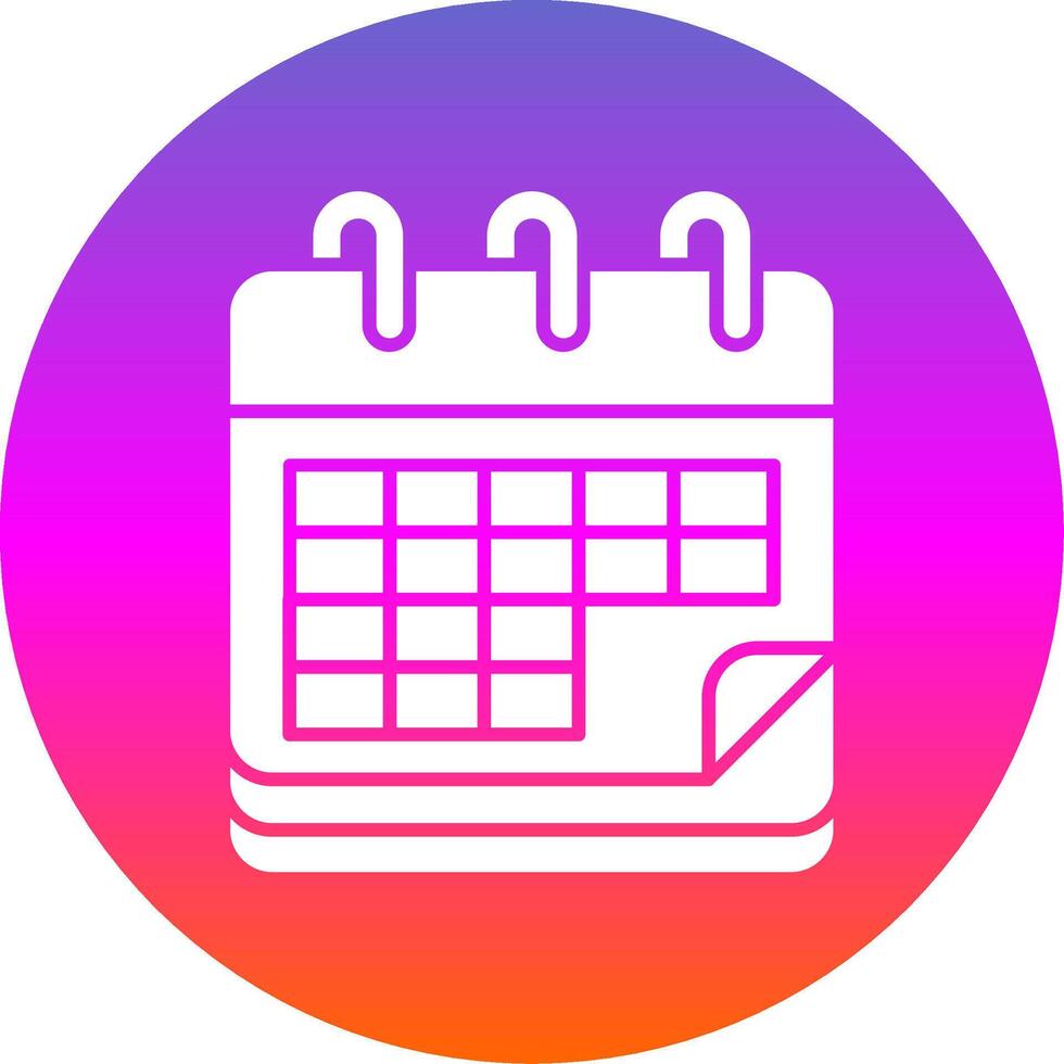 Calendar Glyph Gradient Circle Icon vector