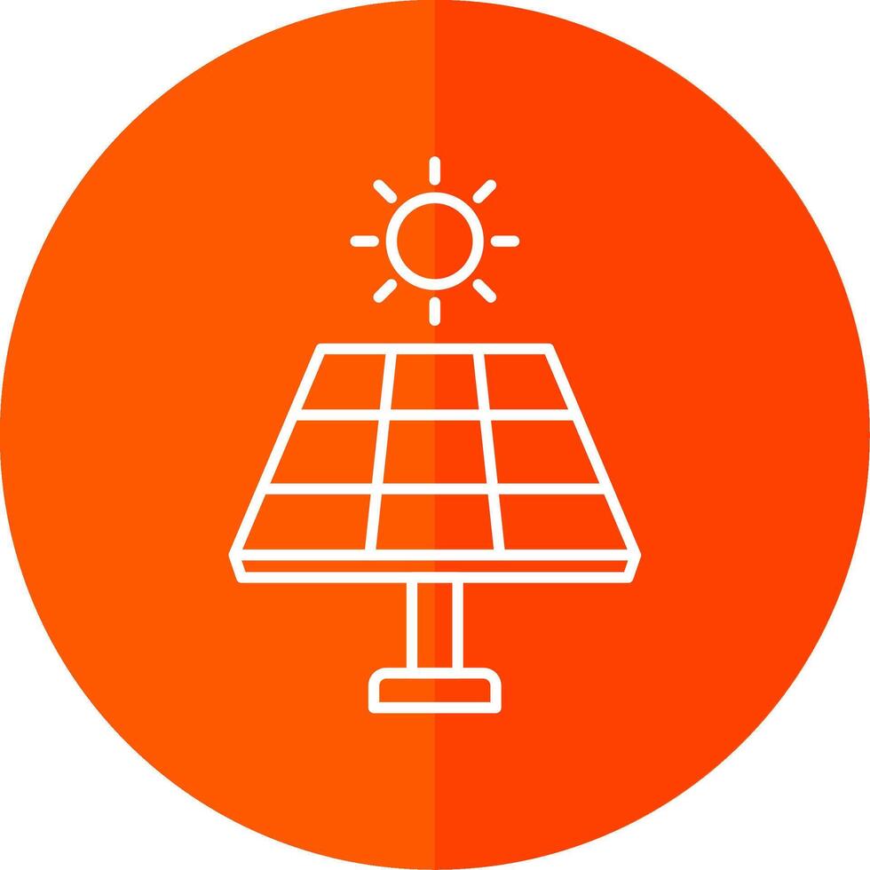 Solar Panel Line Red Circle Icon vector