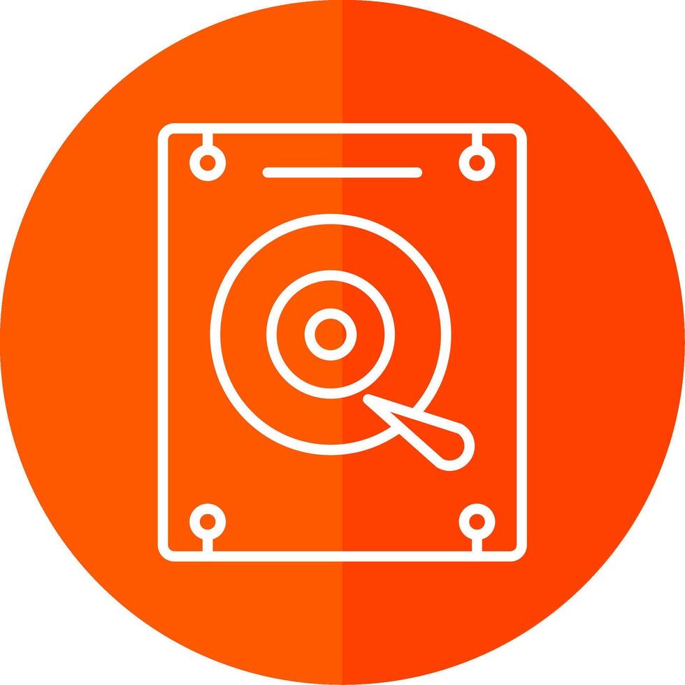 Hard Disk Line Red Circle Icon vector