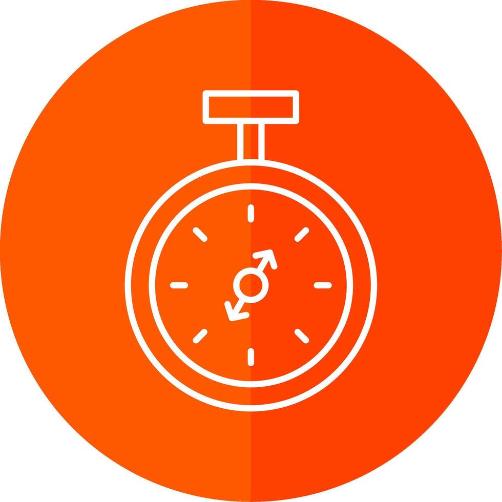 Pocket Watch Line Red Circle Icon vector