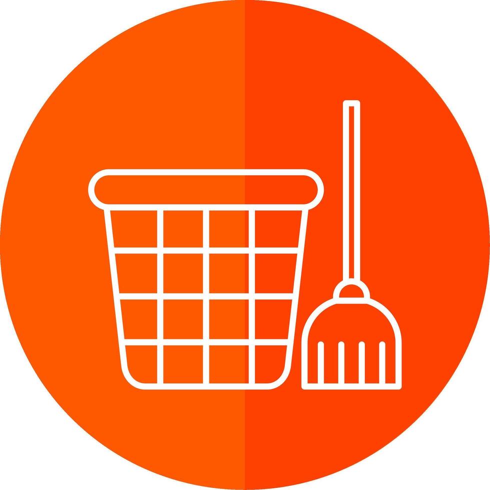 Mop Line Red Circle Icon vector